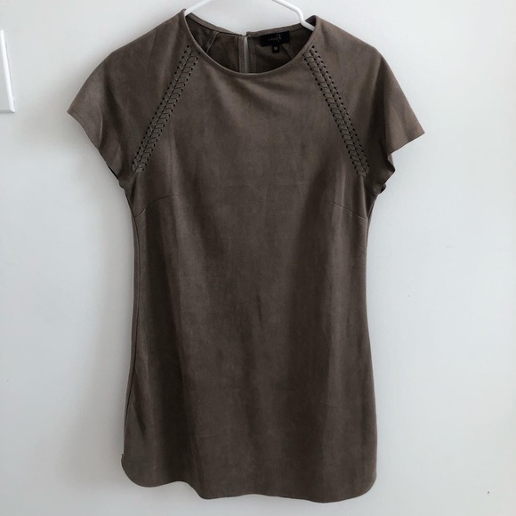 Taupe Suede Mini Dress - Picture 1 of 3